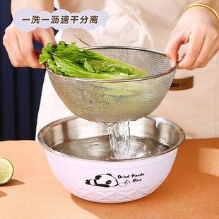 沥水盆子 家用厨房洗菜盆塑料不锈钢淘米盆客厅精致水果盘加厚款
