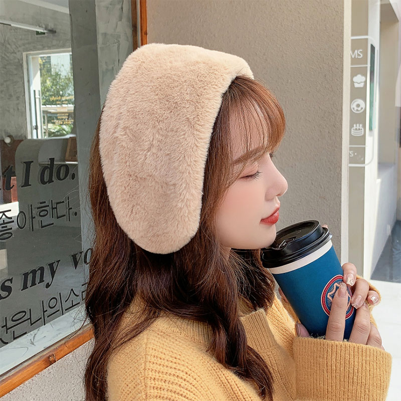 耳罩冬女可爱发箍毛绒纯色学生耳包保暖头箍女生韩国甜美两用围脖