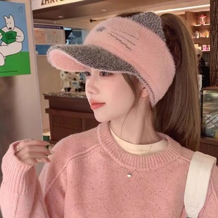 帽子女2024新款冬季可扎高马尾棒球帽空顶鸭舌帽保暖秋冬时尚冬款