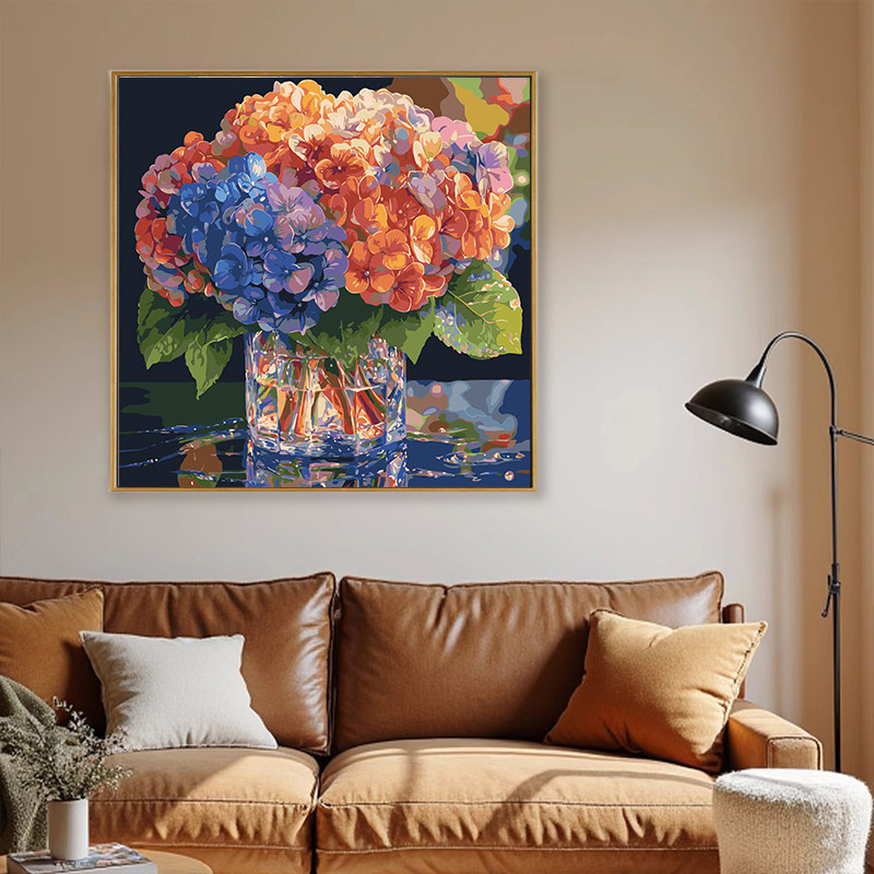 五彩绣球diy数字油画手绘填充填色花卉风景丙烯油画客厅书房挂画,家居饰品,DIY/数字油画,淘宝优惠券,粉丝福利购,淘宝优惠卷