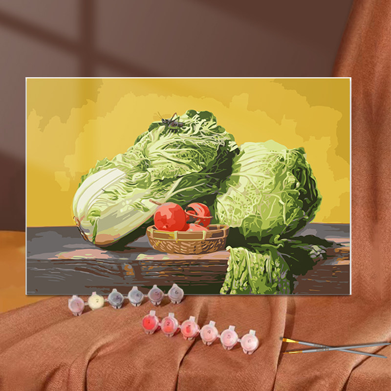 diy数字油画白菜招财百财中国风手工填充画寓意好客厅卧室装饰画,家居饰品,DIY/数字油画,淘宝优惠券,粉丝福利购,淘宝优惠卷
