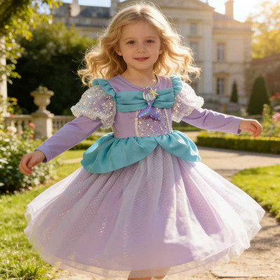 女童美人鱼公主连衣裙网纱礼服裙