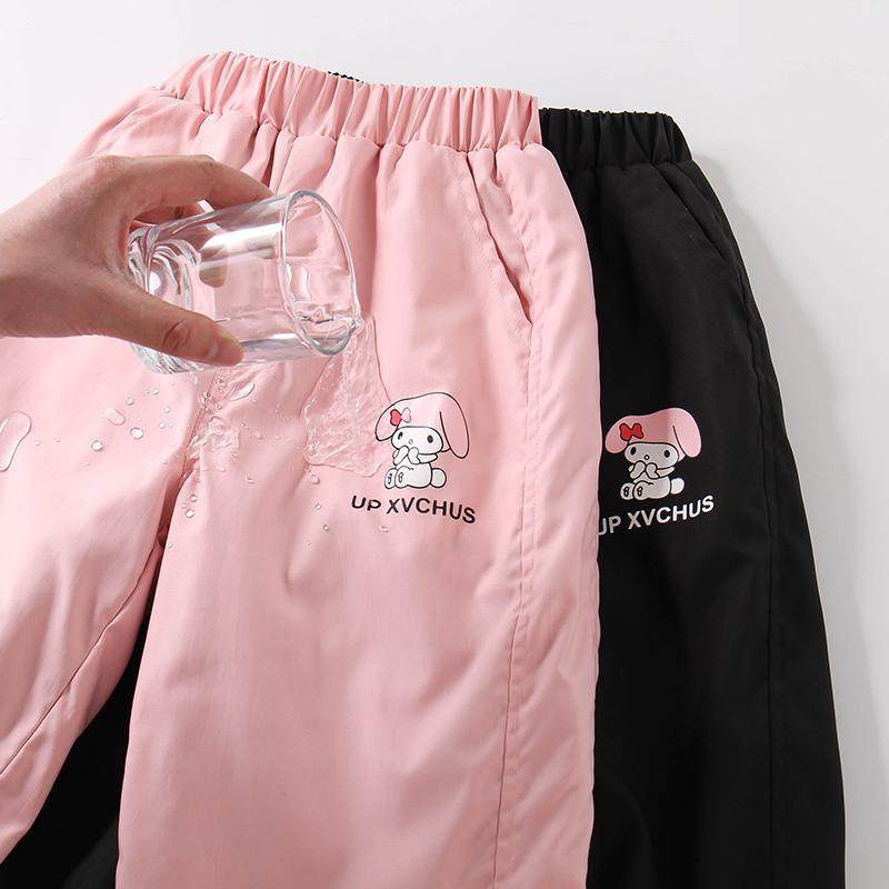 女童加绒加厚冲锋裤中大童春秋冬新款防风防水保暖束脚休闲运动裤