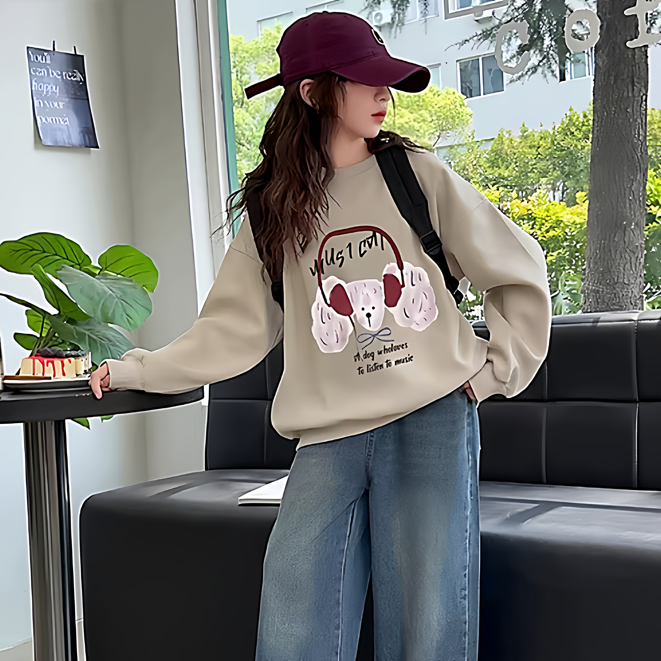 女童纯棉圆领卫衣加绒2026春秋冬新款中大童百搭长袖宽松网红上衣