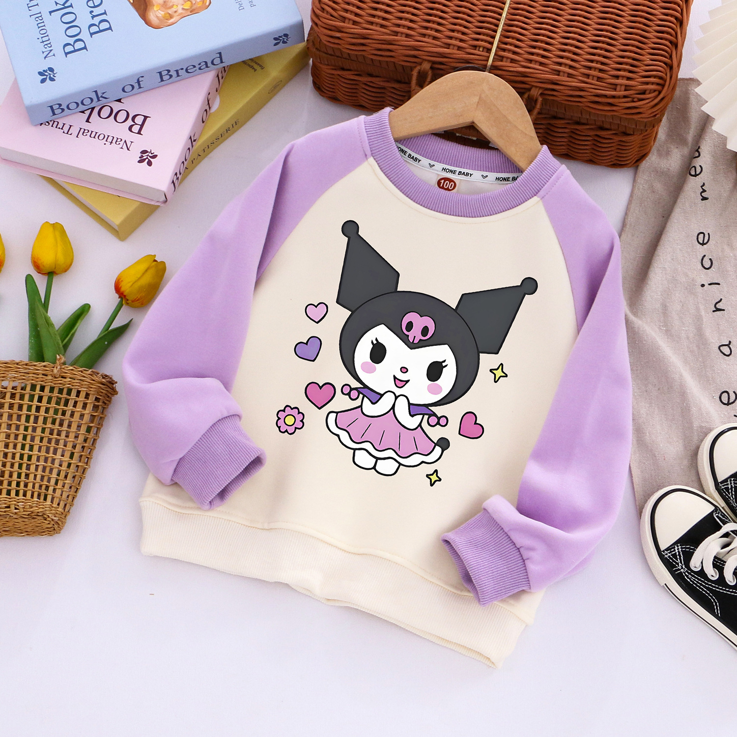 女童纯棉库洛米卫衣春秋冬新款儿童可爱卡通套装洋气百搭长袖上衣