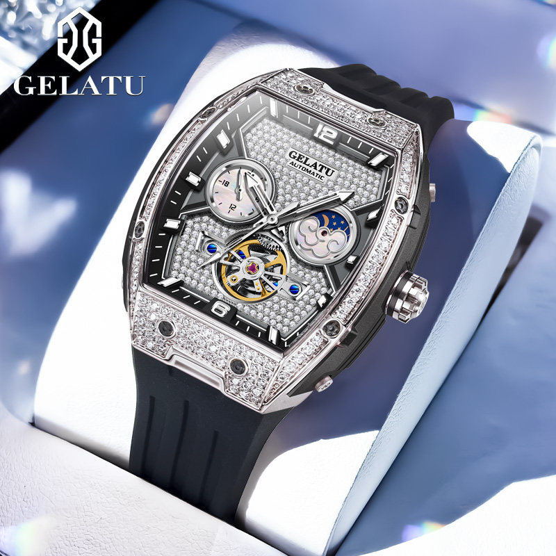 GELATU/格拉图正品牌镶钻镂空女士手表女款全自动机械表名式腕表