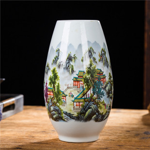 景德镇陶瓷器小花瓶摆件客厅插花水培中式 饰品电视柜工艺品 家居装