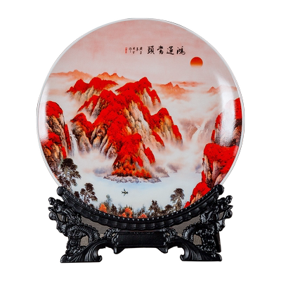 景德镇鸿运当头中式风坐盘陶瓷器