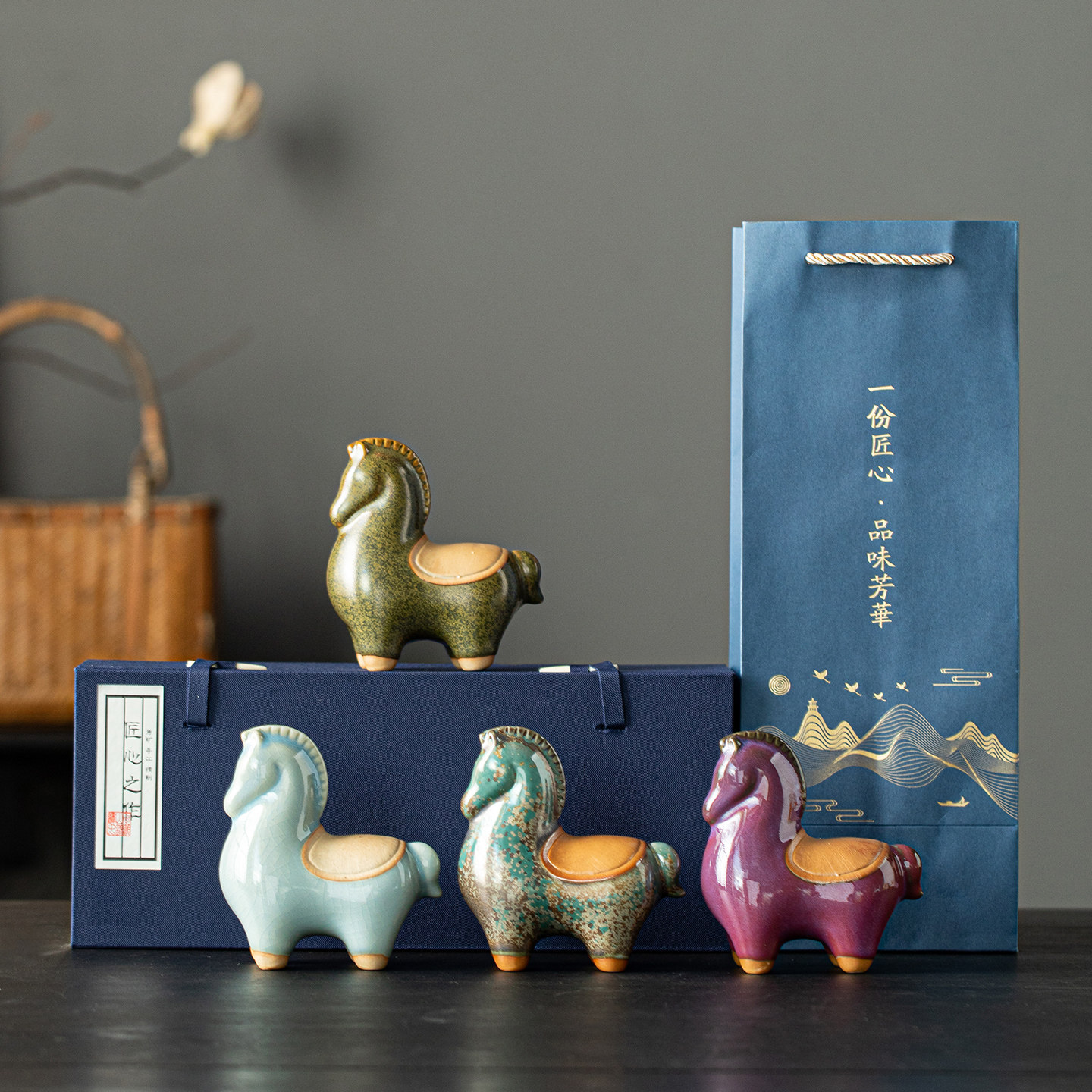 马到功成陶瓷马茶宠摆件创意窑变功夫茶具配件茶桌装饰品礼盒装,餐饮具,茶宠摆件,淘宝优惠券,粉丝福利购,淘宝优惠卷