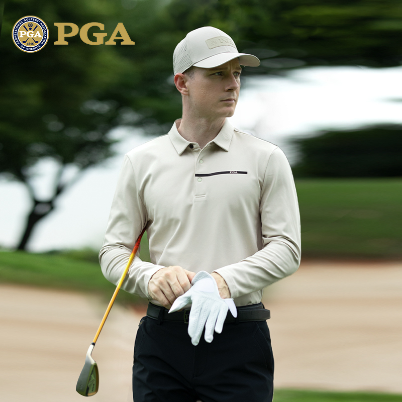 美国PGA高尔夫男长袖T恤保暖加绒