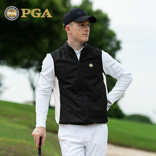 美国PGA高尔夫男士马甲拉链立领