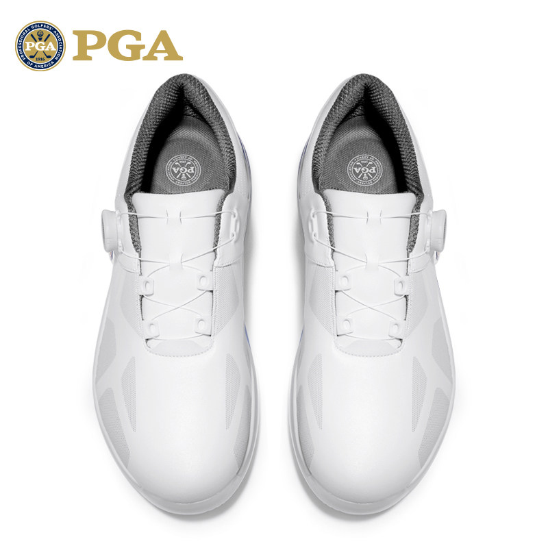 美国PGA 高尔夫球鞋高尔夫男鞋防侧滑鞋钉旋钮鞋带防水超纤皮