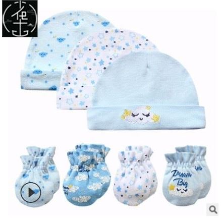 Baby Hat and Mittens Girl Boy Cap Socks Comfy Infant Hat &