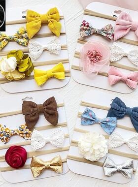 5Pcs/Set Baby Flower Bows Headband for Girls Children Elasti