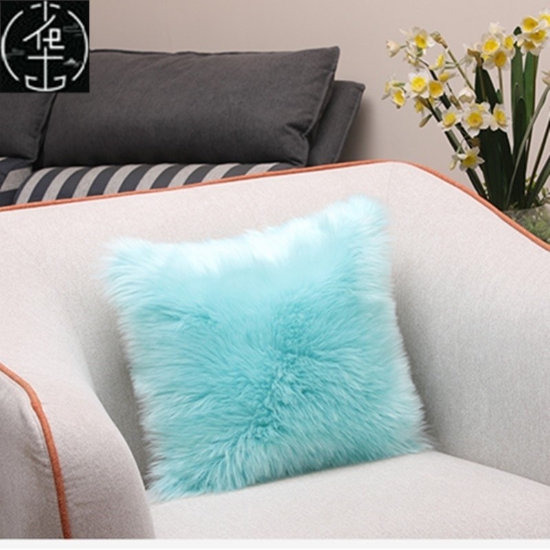 Plush pillowcase sofa cushion cover long hair pillow case图片
