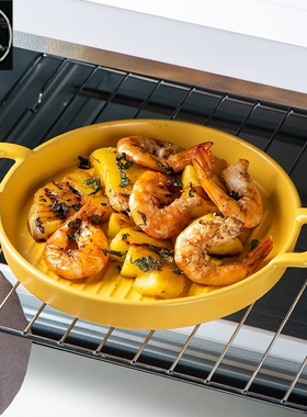 Oven pan ceramic plate household breakfast flat dish microwa