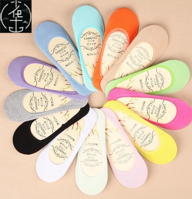 5pairs women boat non-slip invisible no show bamboo socks