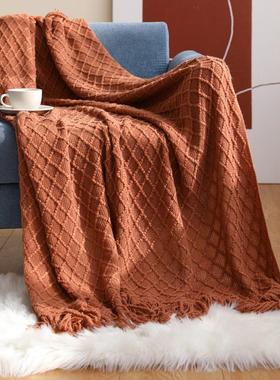 Nordic Knitted Blanket Soild Color Sofa Throw Blanket Tassel