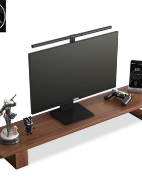 Large Dual Monitor Stand Riser, Solid Wood Desk Shelf Office