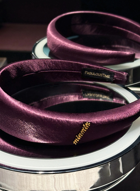 FABULOUS TIME 加宽高颅顶发箍 紫色光泽缎面头箍min秋冬发饰百搭