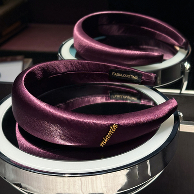 加宽高颅顶紫色光泽缎面头箍