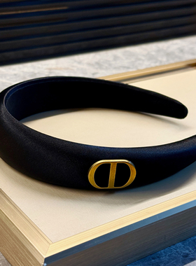 【New money】猪鼻子金标黑色缎面发箍加宽 细闪高颅顶质感绝头箍