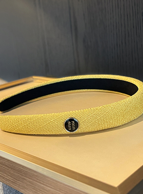 杨杨babytime 刘亦菲姜黄色发箍 细款窄版粗花呢min黑标高端时尚