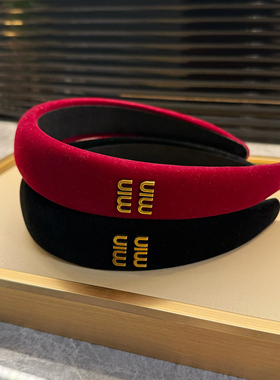 杨杨babytime 柔焦金丝绒发箍 min圣诞新年安可拉红色黑色高颅顶