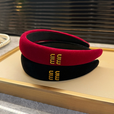 柔焦金丝绒发箍圣诞新年红黑色