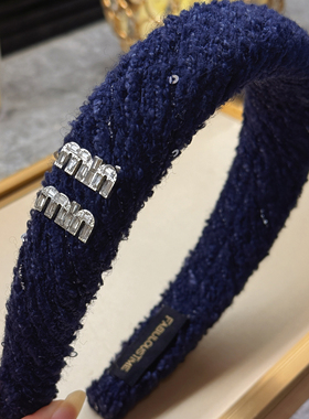 FABULOUS TIME 香香风蓝色毛绒粗花呢发箍 min头箍高颅顶舒适气质