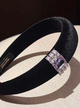 杨杨babytime 方糖千金 黑丝绒发箍秋冬洋气发卡紫水晶带钻头饰女