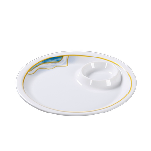 密胺饺子盘带醋碟商用高档餐厅饭店干捞水饺卤水专用盘子白灼虾盘