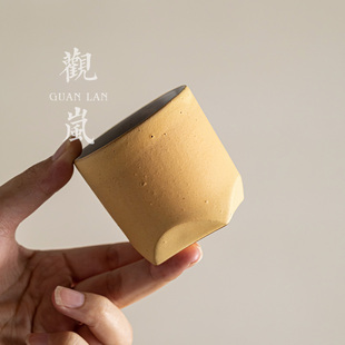 茶杯高档茶具 观岚粉引主人杯方底品茗杯复古粗陶单杯手工家用中式