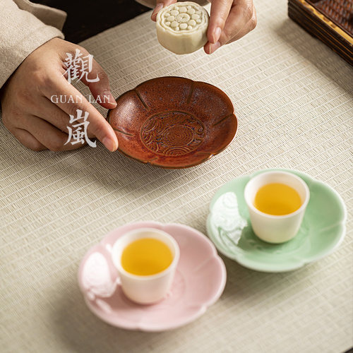 观岚中式简约海浪茶点盘陶瓷托盘