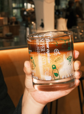 气泡招待所‘原创快乐加载杯加厚玻璃杯咖啡杯酒杯果汁饮料杯子