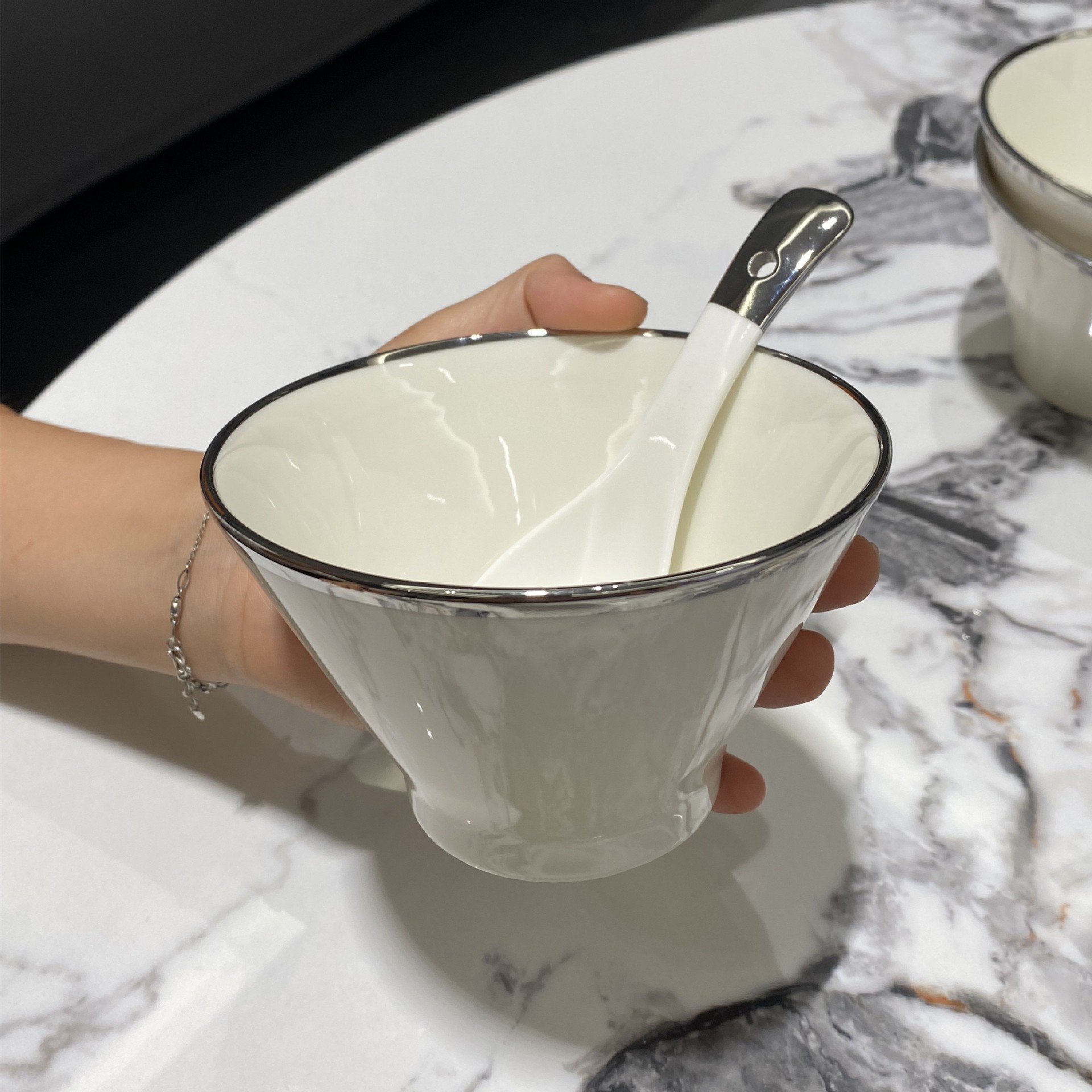 轻奢斗笠碗陶瓷家用饭碗