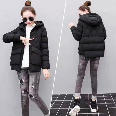 特价短款棉衣女式冬装新款加棉加厚棉袄菱形格时尚连帽拉链棉服