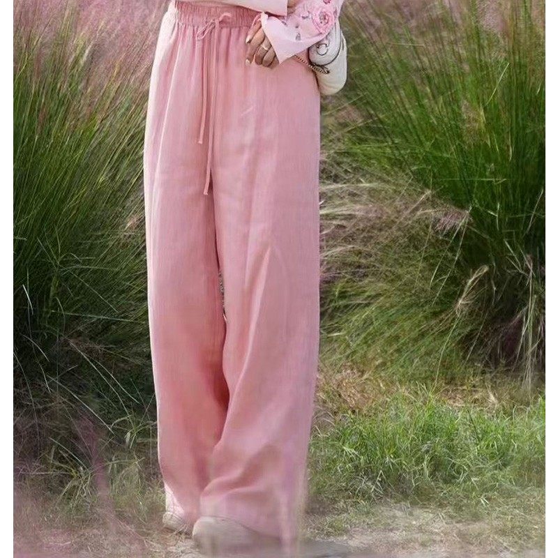 100%纯亚麻加棉直筒百搭长裤