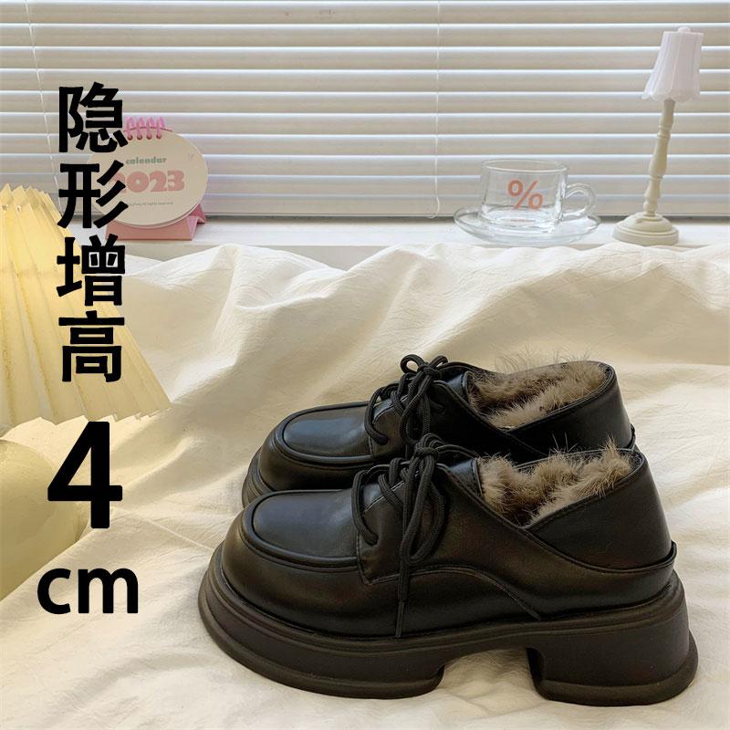 圆头厚底小皮鞋2024新款秋冬