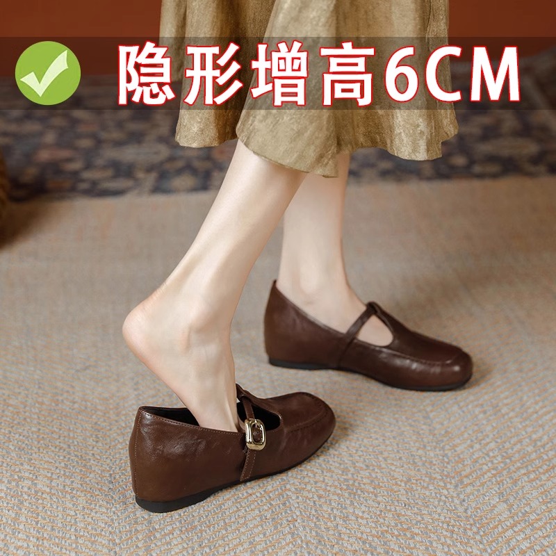 MK&DK香港真皮方头玛丽珍鞋女2025新款晚风配裙子一字扣浅口单鞋