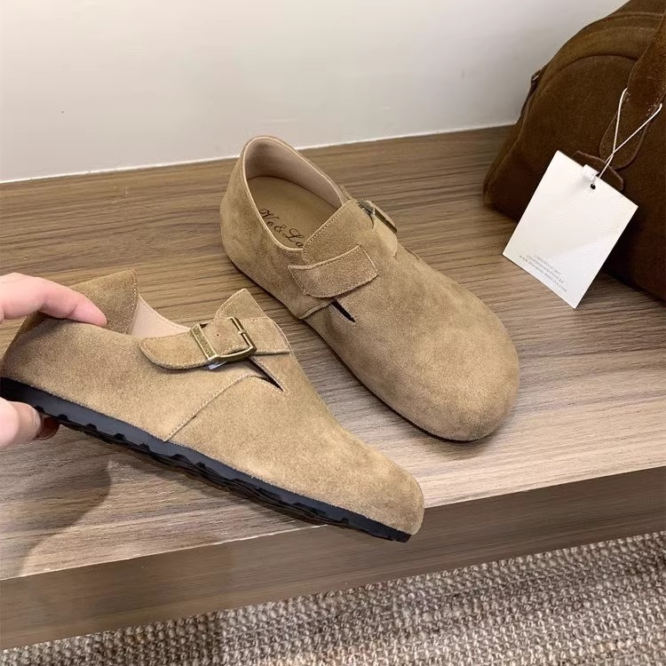 MK&DK香港真皮增高勃肯鞋女2025新款春秋季懒人一脚蹬小个子单鞋