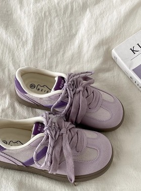 MK&DK紫色德训鞋女款2025新款大头小众设计增高休闲百搭运动板鞋