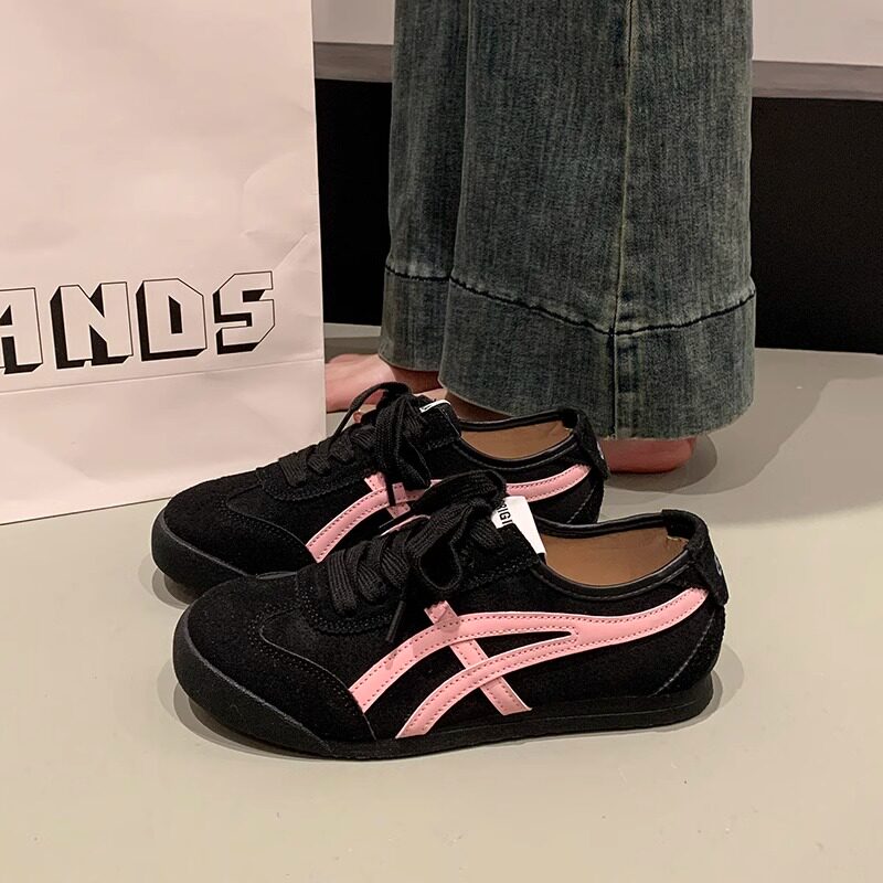 MK&DK香港拼色厚底德训鞋女2025新款春夏季复古平底休息阿甘板鞋