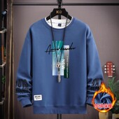 t恤秋冬季 卫衣男士 上衣棉重磅厚实长袖 加绒加厚青少年学生圆领