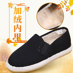 包邮老北京儿童棉鞋冬季黑色泡沫底加厚加绒保暖二棉鞋男童保暖鞋
