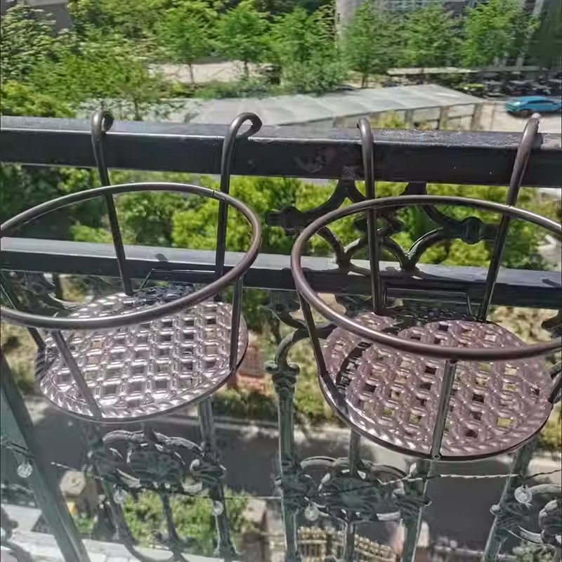 阳台栏杆挂架圆形花盆专用铁架 防盗网壁挂盆挂篮挂式铁艺花架