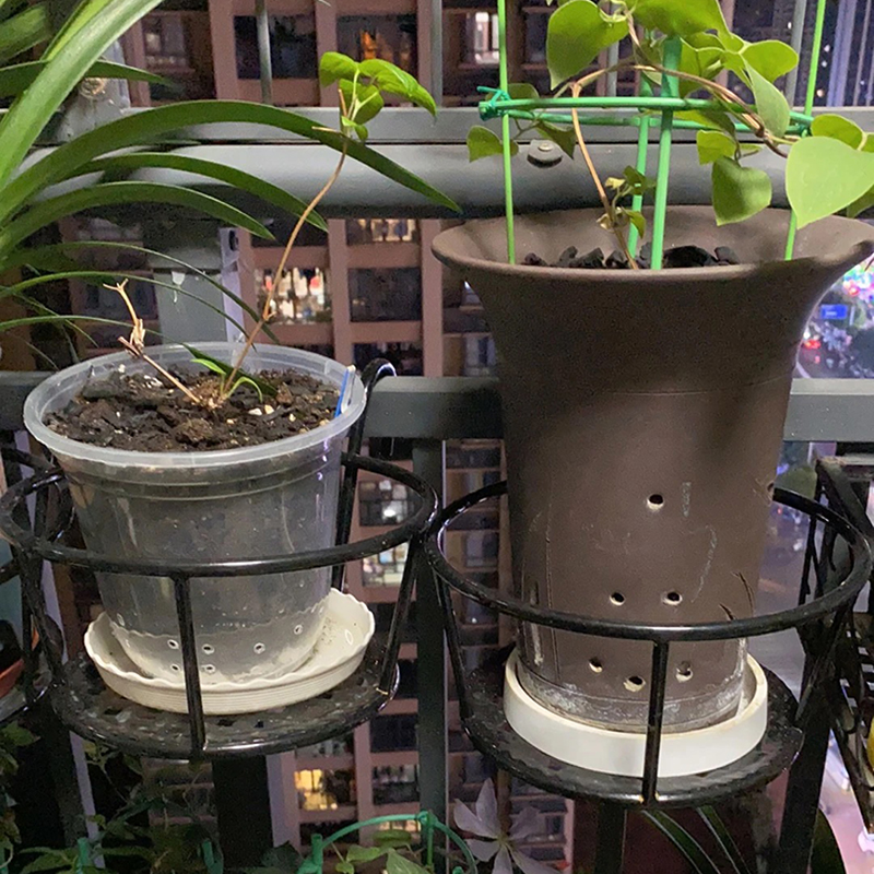 北欧室内铁艺花架栏杆客厅阳台落地式简约绿萝花盆挂架悬挂多层