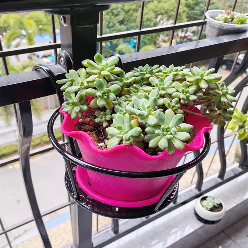 北欧室内铁艺花架栏杆客厅阳台落地式简约绿萝花盆挂架悬挂多层