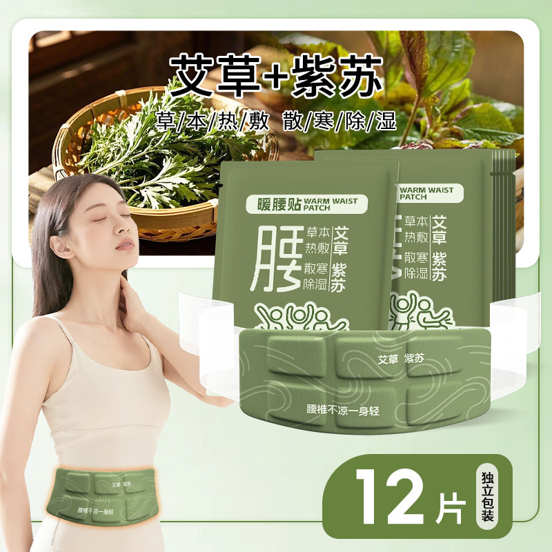 12片艾草紫苏暖腰贴腰椎热敷艾灸