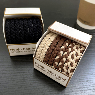 时尚 加粗奶咖头绳高级感简约橡皮筋女扎头高弹力耐用发绳发圈秋冬